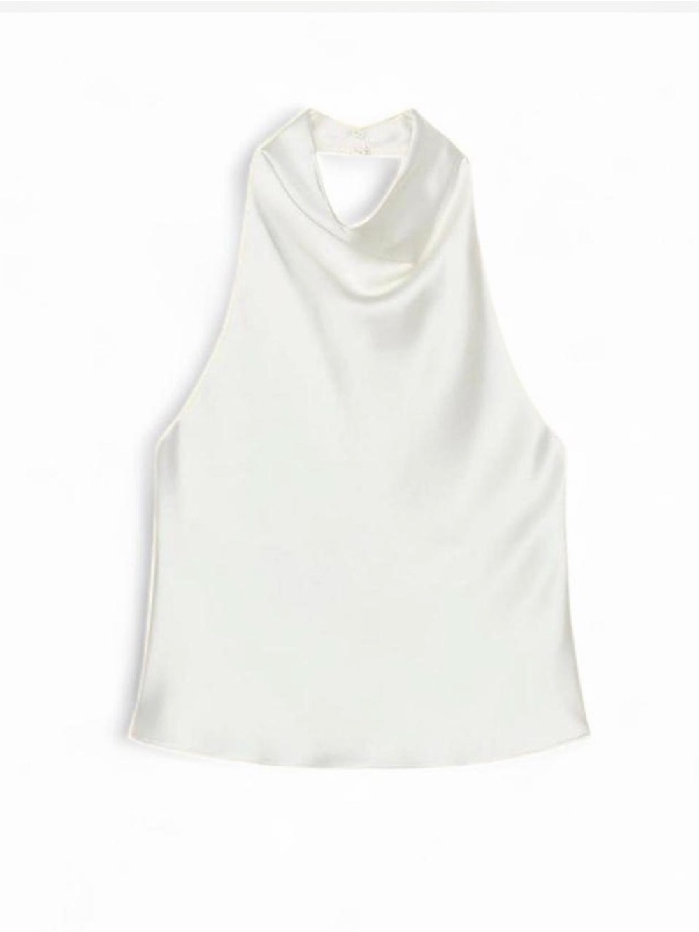 Zara Cream Halter Neck Draped Top - Picture 2 of 5